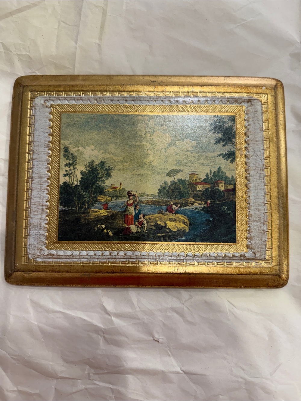 Gold Scenic Decorative Vanity Tray by